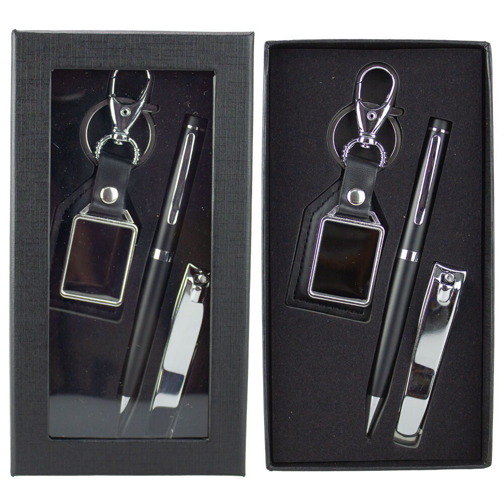 Novelty Mens Gift Set 3pc Keychain Pen and Nail Clippers Grooming Gift