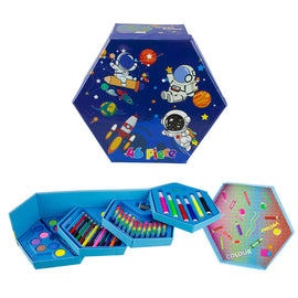 Kids Art Set 46pc Space Theme with Paint Markers Crayons & Pencils