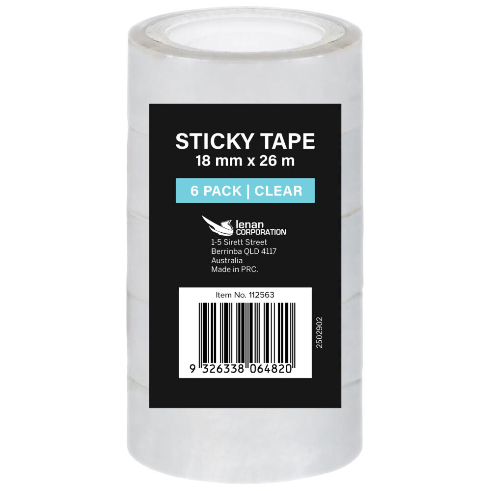 Packaging Tape 18mm x 26m 6 Pack Clear Strong Adhesive