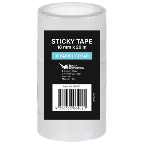 Packaging Tape 18mm x 26m 6 Pack Clear Strong Adhesive