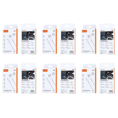 USB-A to Lightning Fast Charging Cable 3A 1m White Pack of 6