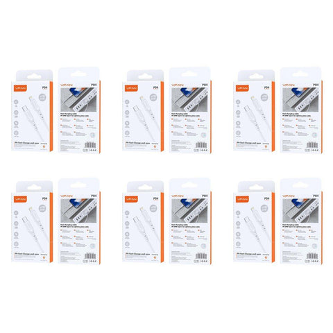 USB-C to Lightning Fast Charging Cable PD 20W 1m White Pack of 6