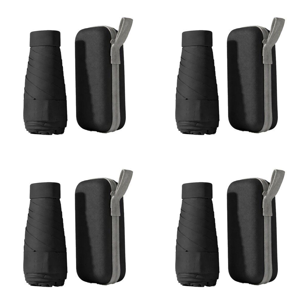 Mini Compact Umbrella with Zip Case Black Pack of 4