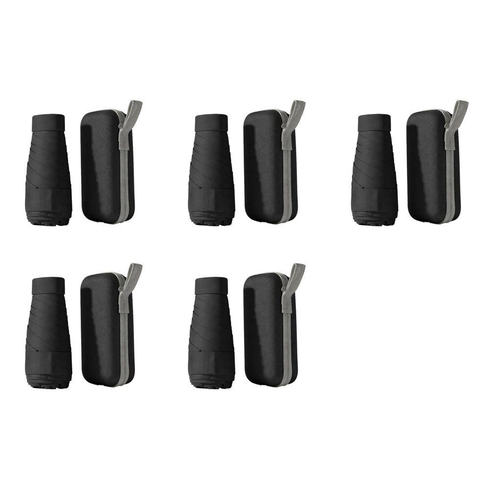 Mini Compact Umbrella with Zip Case Black Pack of 5