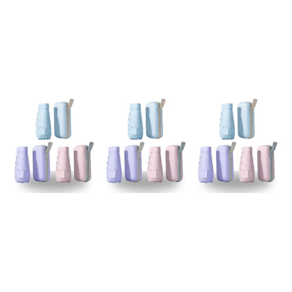Mini Compact Umbrella with Zip Case Assorted Colours - Random Colour Supplied Pack of 3