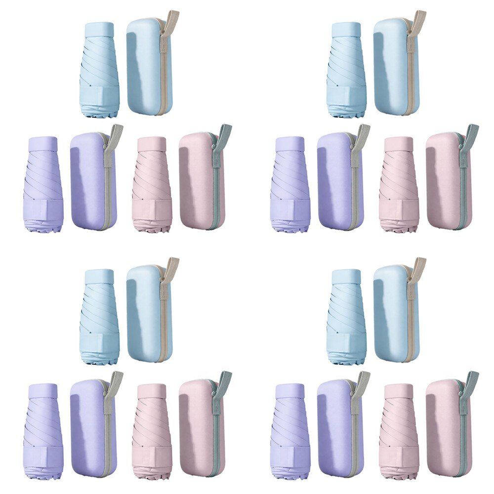 Mini Compact Umbrella with Zip Case Assorted Colours - Random Colour Supplied Pack of 4