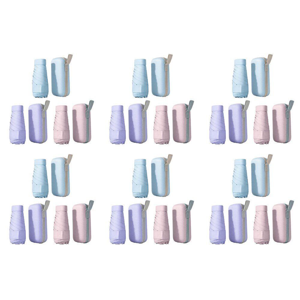 Mini Compact Umbrella with Zip Case Assorted Colours - Random Colour Supplied Pack of 6