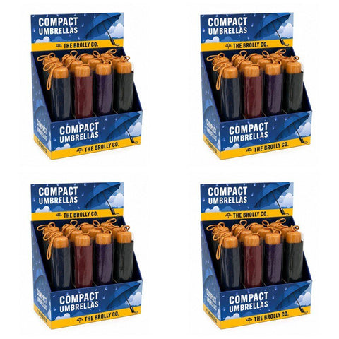 Compact Umbrellas Assorted Colours Counter Display of 12 Bundle of 4