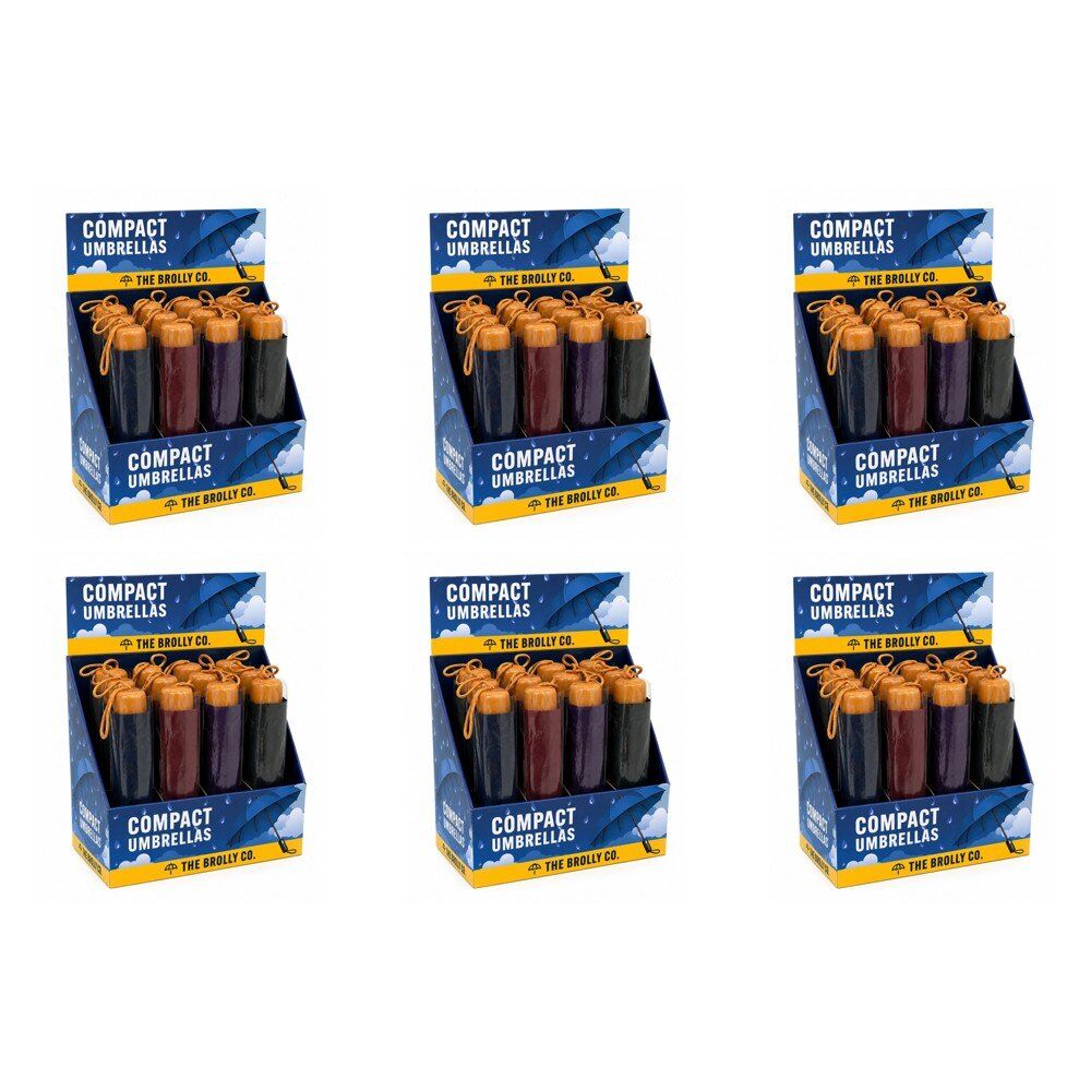 Compact Umbrellas Assorted Colours Counter Display of 12 Bundle of 6