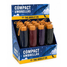 Compact Umbrellas Assorted Colours Counter Display of 12