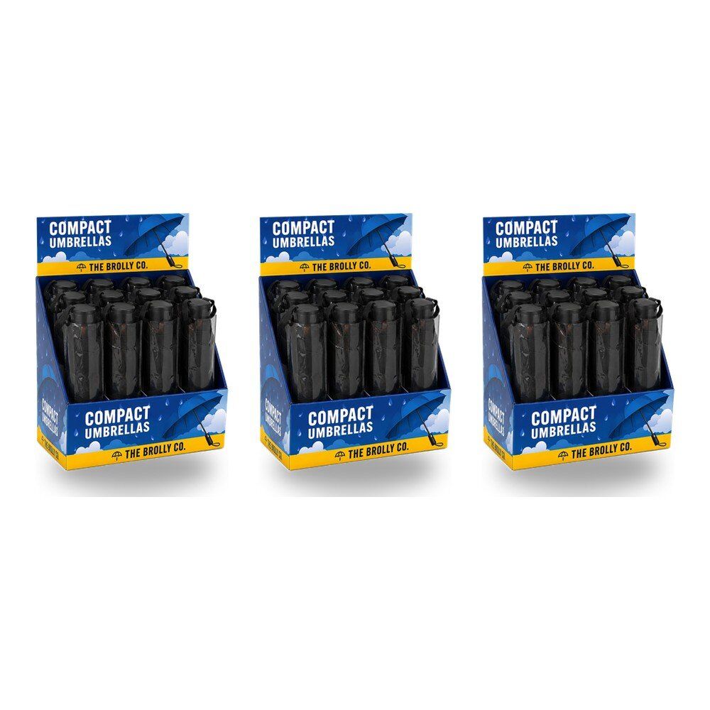 Compact Umbrellas Black Counter Display of 12 Bundle of 3