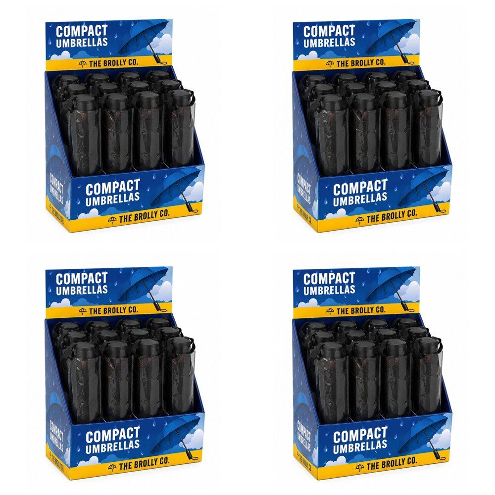 Compact Umbrellas Black Counter Display of 12 Bundle of 4