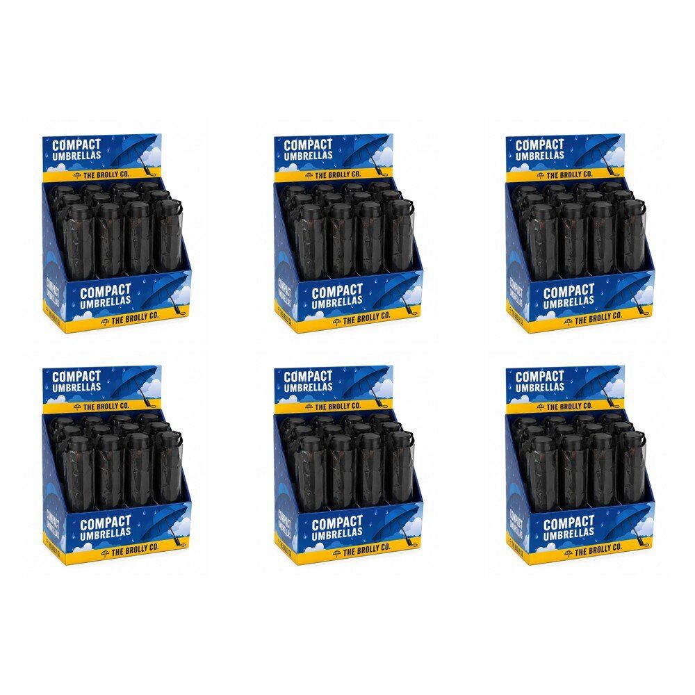 Compact Umbrellas Black Counter Display of 12 Bundle of 6
