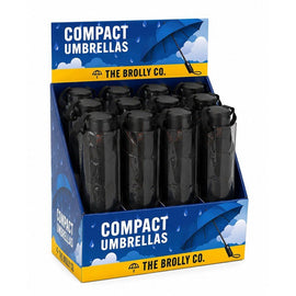 Compact Umbrellas Black Counter Display of 12