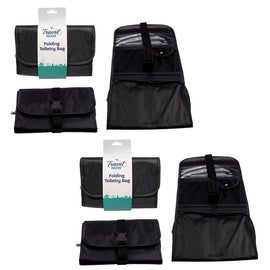 Travel Now Hanging Toiletry Bag 2 Pack Black Foldable Travel Wash Organiser