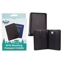 Travel Now RFID Blocking Passport Holder Black Secure Slim Travel Wallet