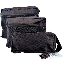 Travel Now Travel Pouch Set 3 Black Packing Bags for Toiletries & Gear