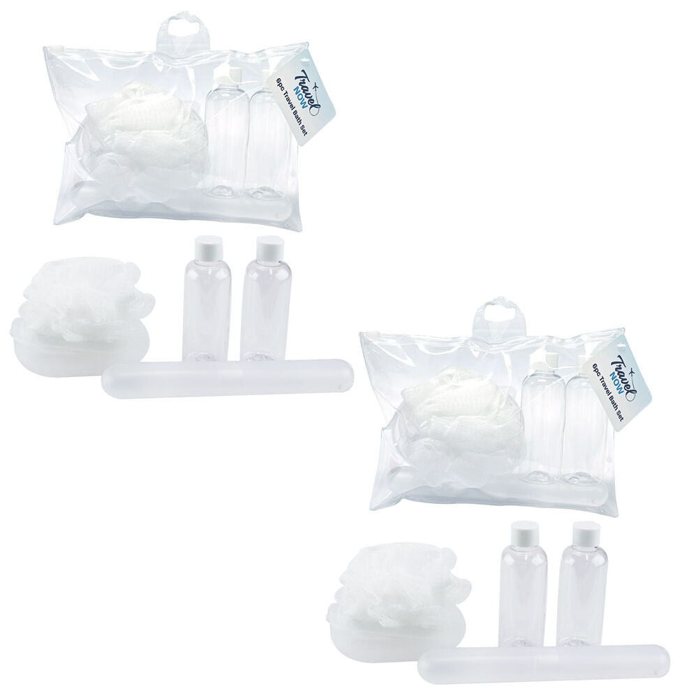 Travel Now 5pc Travel Toiletry Set with Clear TSA Bag Refillable Bottles