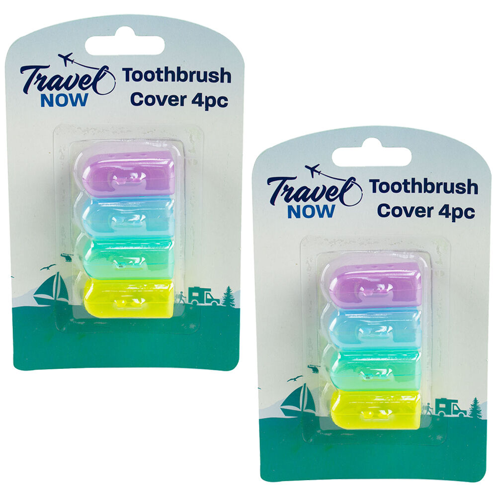 Travel Now Toothbrush Covers 4 Pack Assorted Colours Ventilated Pack of 2