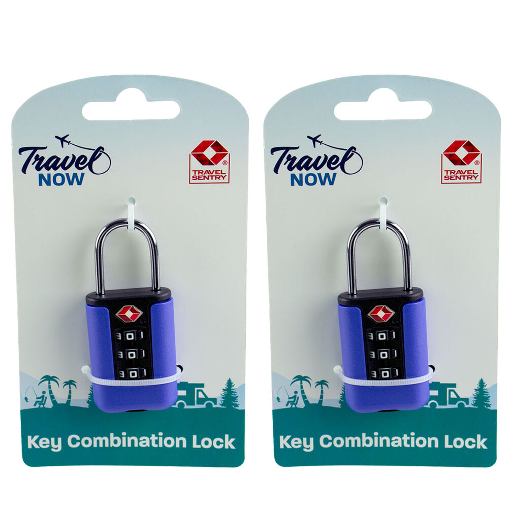 Travel Now TSA Travel Sentry Certified 3 Dial Luggage Padlock Twin Pack