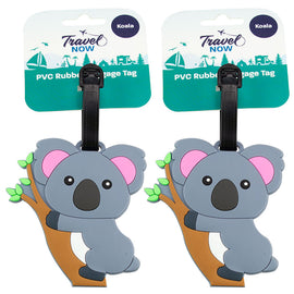 Travel Now Koala PVC Luggage Tag 2 Pack Cute Rubber Bag ID Label