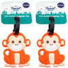 Travel Now Monkey PVC Luggage Tag 2 Pack Cute Rubber Bag ID Label for Kids
