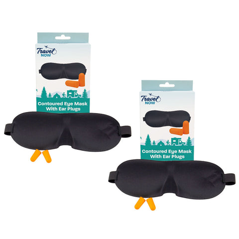 Travel Now Contoured 3D Eye Mask and Ear Plugs Set for Travel Twin Pack