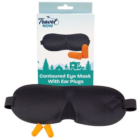 Travel Now Contoured Eye Mask & Ear Plugs Set 3D Sleep Mask for Travel