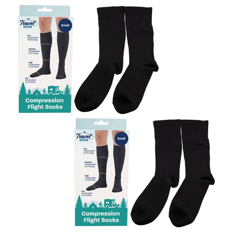 Travel Now Compression Flight Socks Small 10e13 mmHg Circulation Support x 2