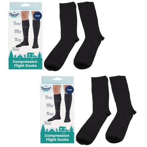 Travel Now Compression Flight Socks Large 17 to 20 mmHg High Support 2 Pack