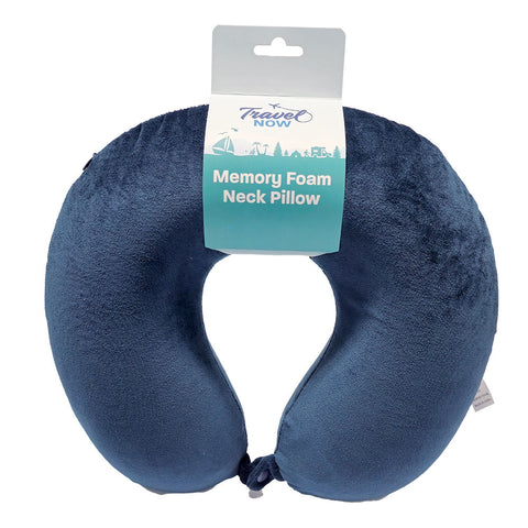 Travel Now Memory Foam Neck Pillow Plush Travel Cushion for Long Flights