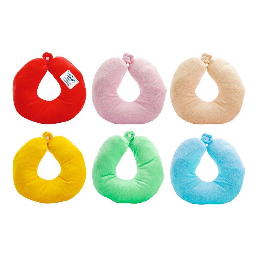 Travel Now Polyester Fill Travel Neck Pillow - Random Colour Supplied Pack of 4