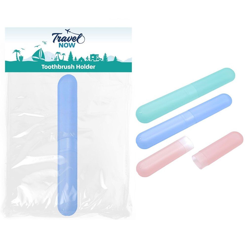 Travel Now Travel Toothbrush Holder Assorted Colours - Random Colour Supplied Pack of 5