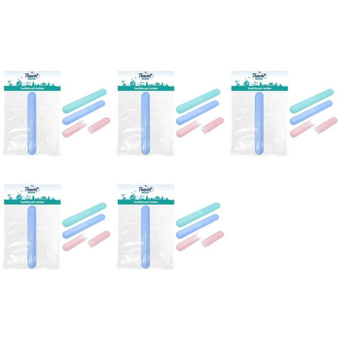 Travel Now Travel Toothbrush Holder Assorted Colours - Random Colour Supplied Pack of 5