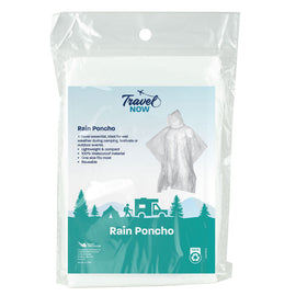Travel Now Clear Waterproof Rain Poncho One Size Fits Most Reusable