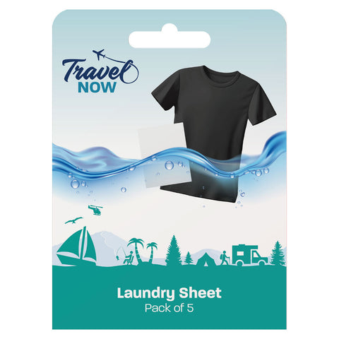 Travel Now Laundry Detergent Sheets Pack of 5 Eco-Friendly & Travel Safe