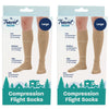 Travel Now Compression Flight Socks Nude Large 17-20 mmHg Pack of 2