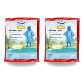 Travel Now Kids Rain Poncho Hooded Ages 4-10 - Random Colour Supplied Pack of 2