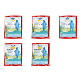 Travel Now Kids Rain Poncho Hooded Ages 4-10 - Random Colour Supplied Pack of 5