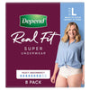 Depend Real Fit Super Underwear Heavy Absorbency Large 8 Pack x 4