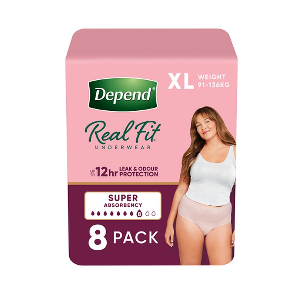 Depend Real Fit Underwear for Women Super Absorbency XL 8 Pack x 4