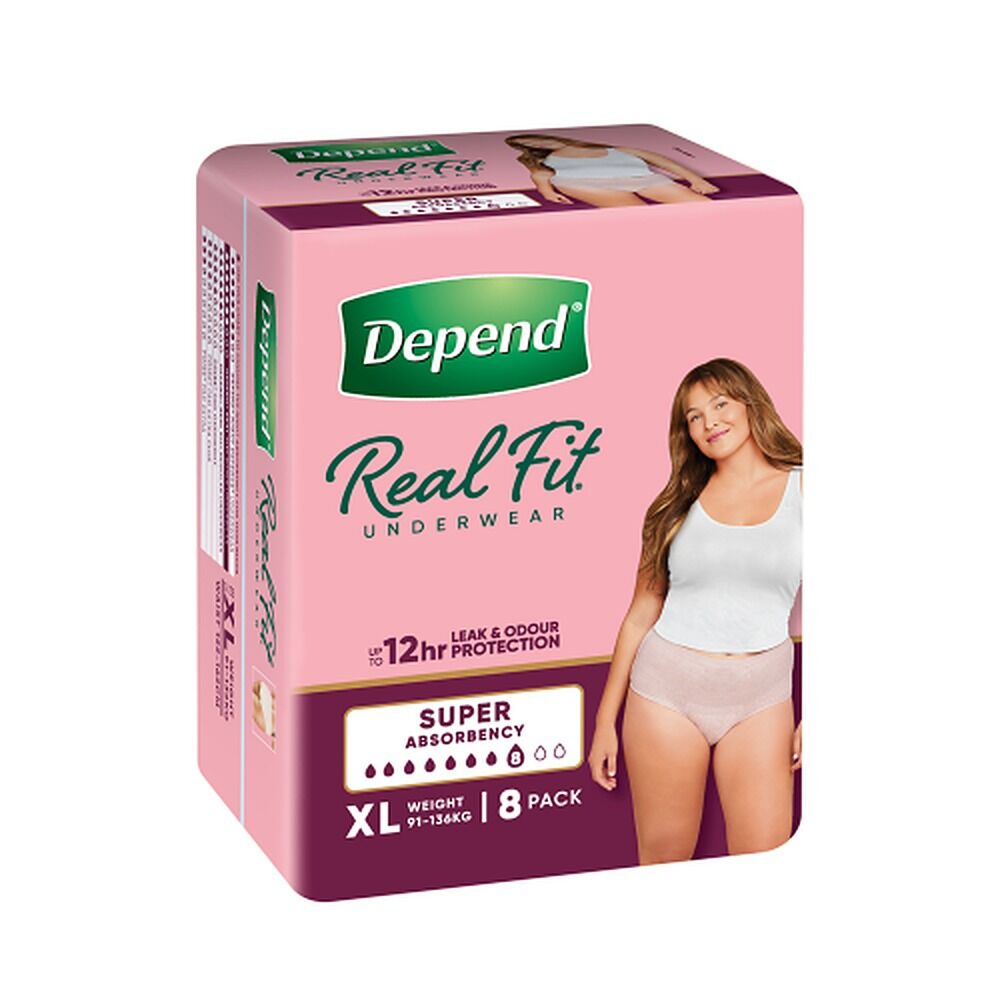 Depend Real Fit Underwear for Women Super Absorbency XL 8 Pack x 4