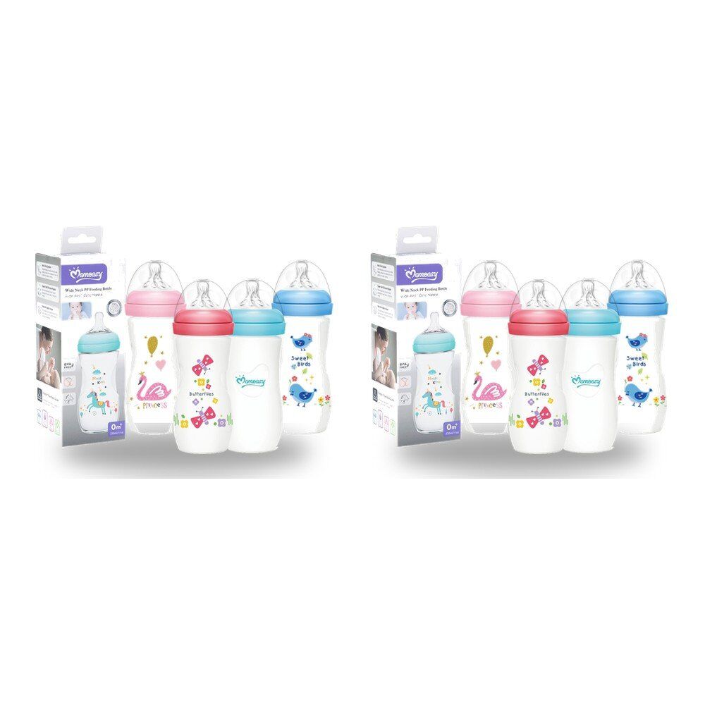 Momeasy Wide Neck Baby Feeding Bottle 330mL Anti-Colic 0m+ - Random Design and Colour Supplied Pack of 2