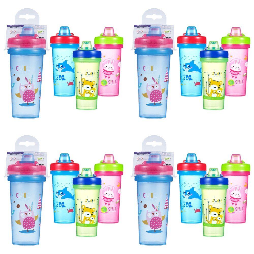Momeasy Toddler Training Cup 300mL Non-Spill Spout - Random Design and Colour Supplied Pack of 4