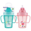 Momeasy Baby Training Cup 210mL with Straw and Handles 9m+ - Random Design and Colour Supplied Pack of 2