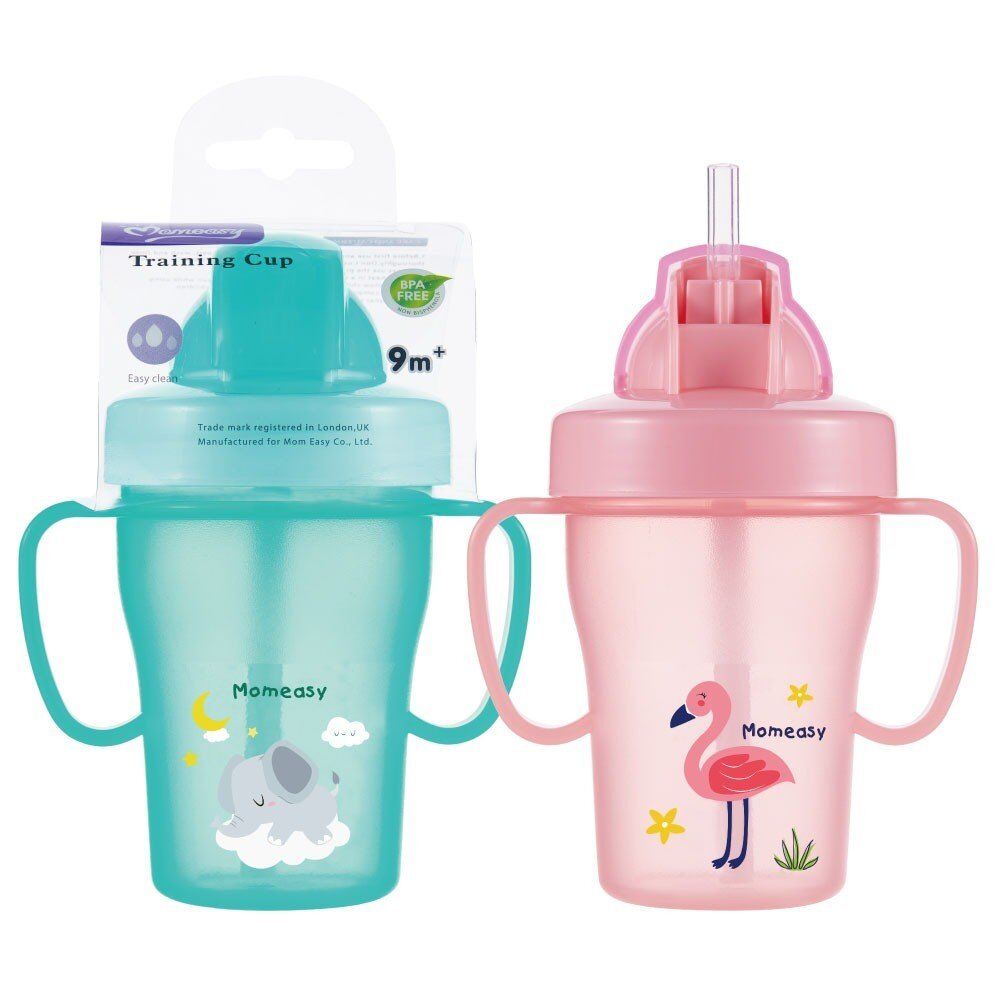 Momeasy Baby Training Cup 210mL with Straw and Handles 9m+ - Random Design and Colour Supplied Pack of 5