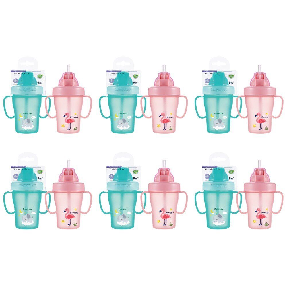 Momeasy Baby Training Cup 210mL with Straw and Handles 9m+ - Random Design and Colour Supplied Pack of 6