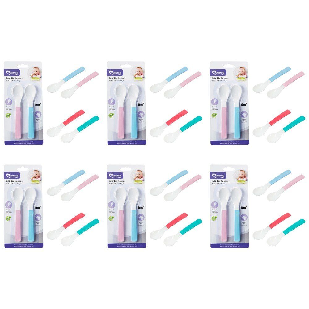 Momeasy Soft Tip Baby Spoons 2 Pack 6m+ - Random Colour Supplied Bundle of 6