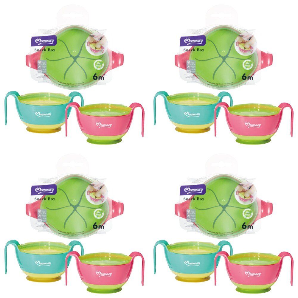 Momeasy Baby Snack Box Bowl with Handles 6m+ - Random Colour Supplied Pack of 4