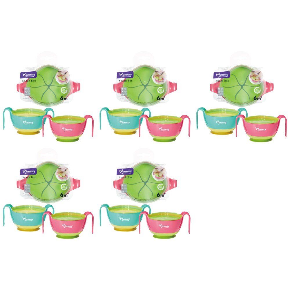 Momeasy Baby Snack Box Bowl with Handles 6m+ - Random Colour Supplied Pack of 5